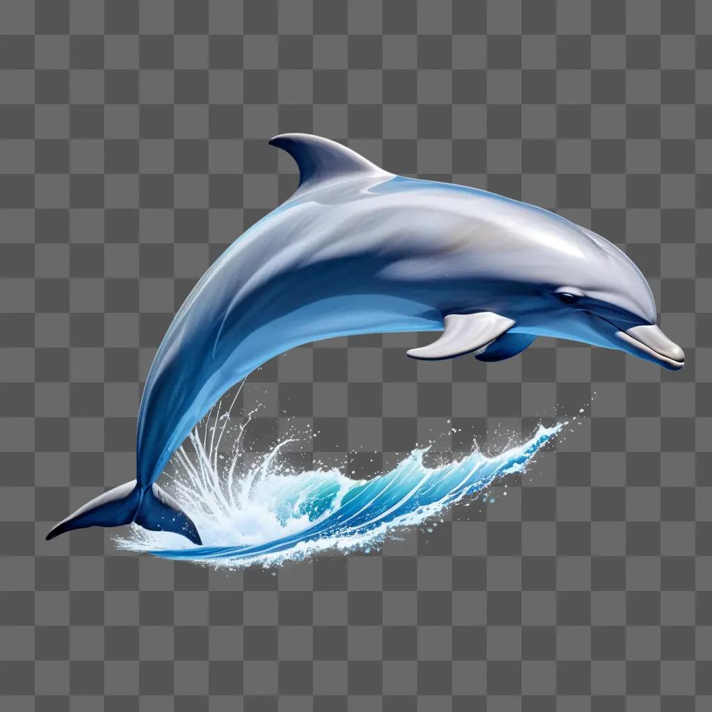 beautiful dolphin drawing on a blue background