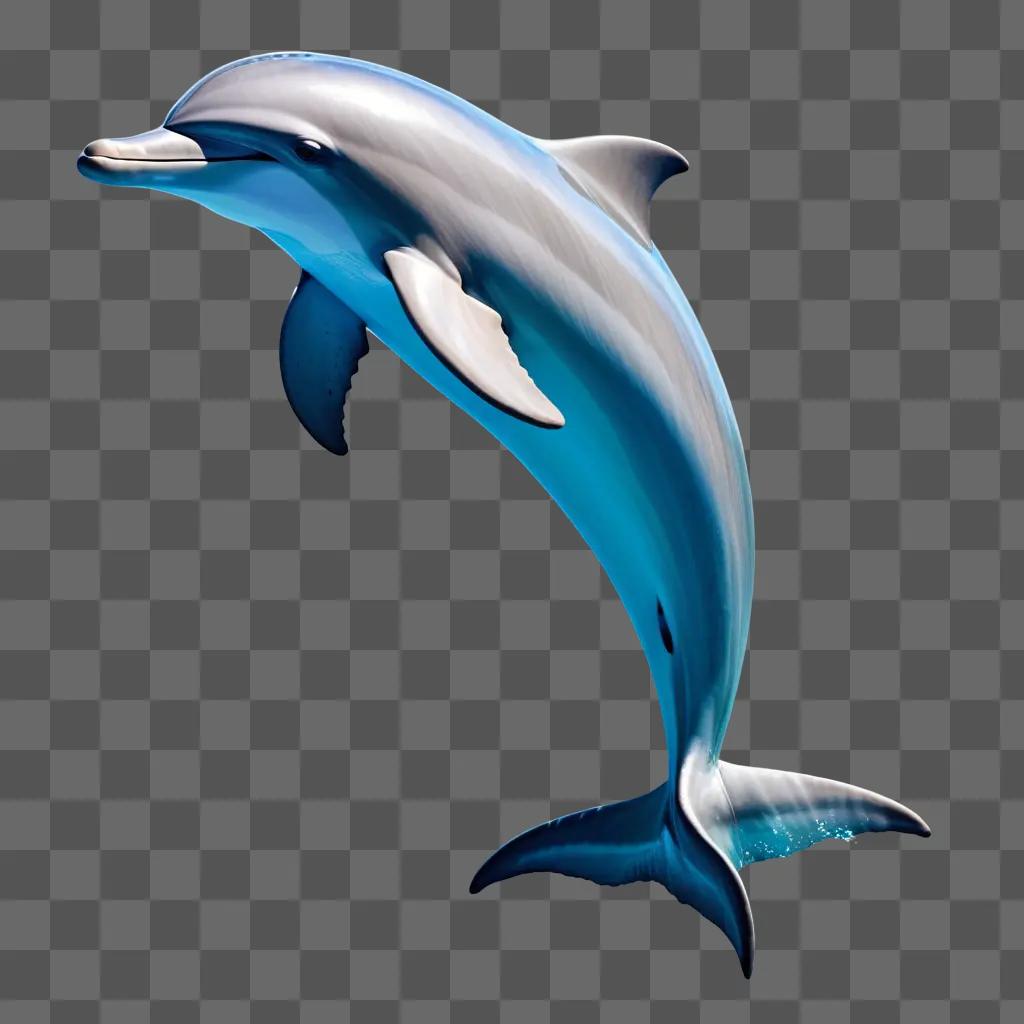 beautiful dolphin drawing on a blue background