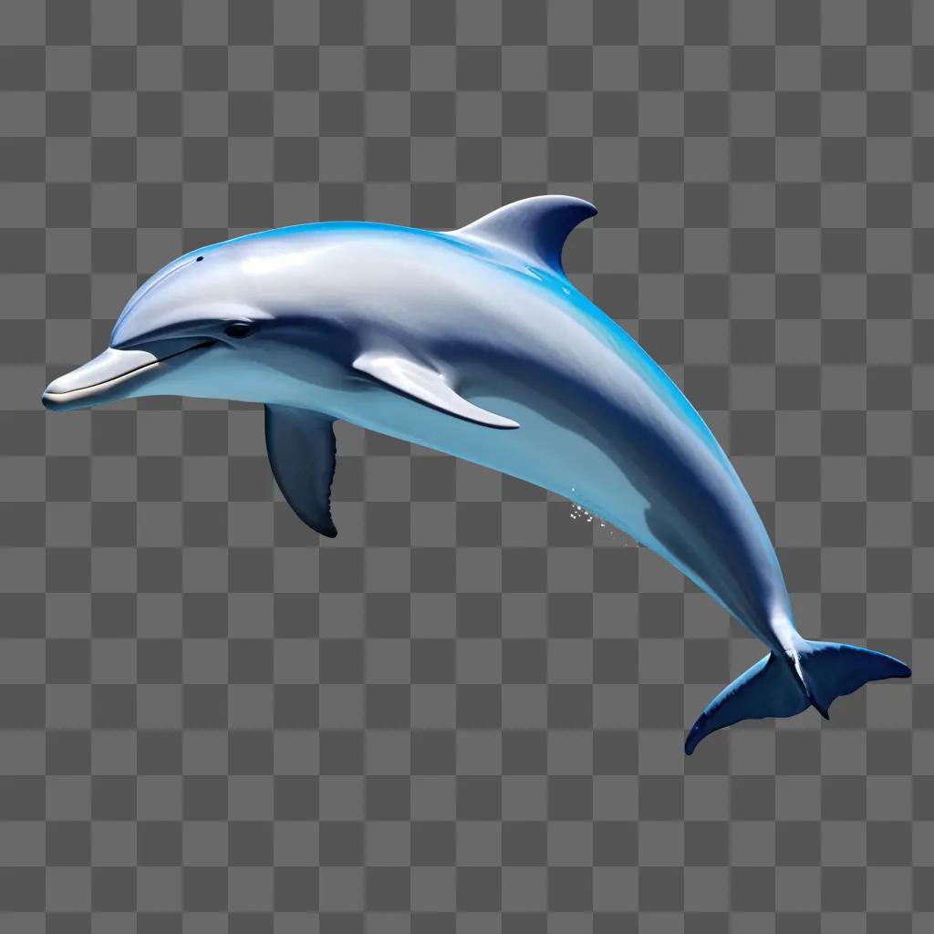 beautiful dolphin drawing on a blue background