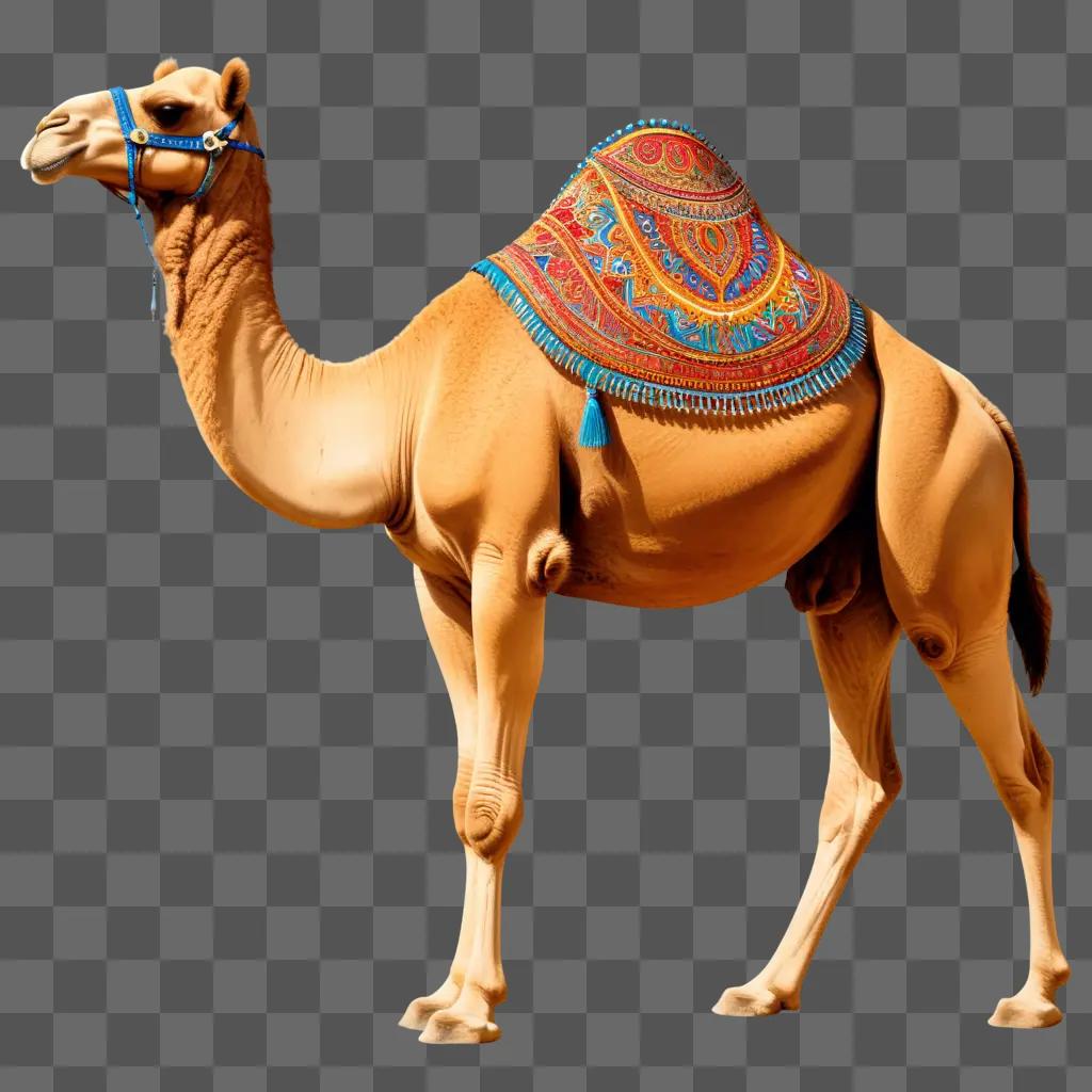 beautiful drawing of a camel in a colorful outfit