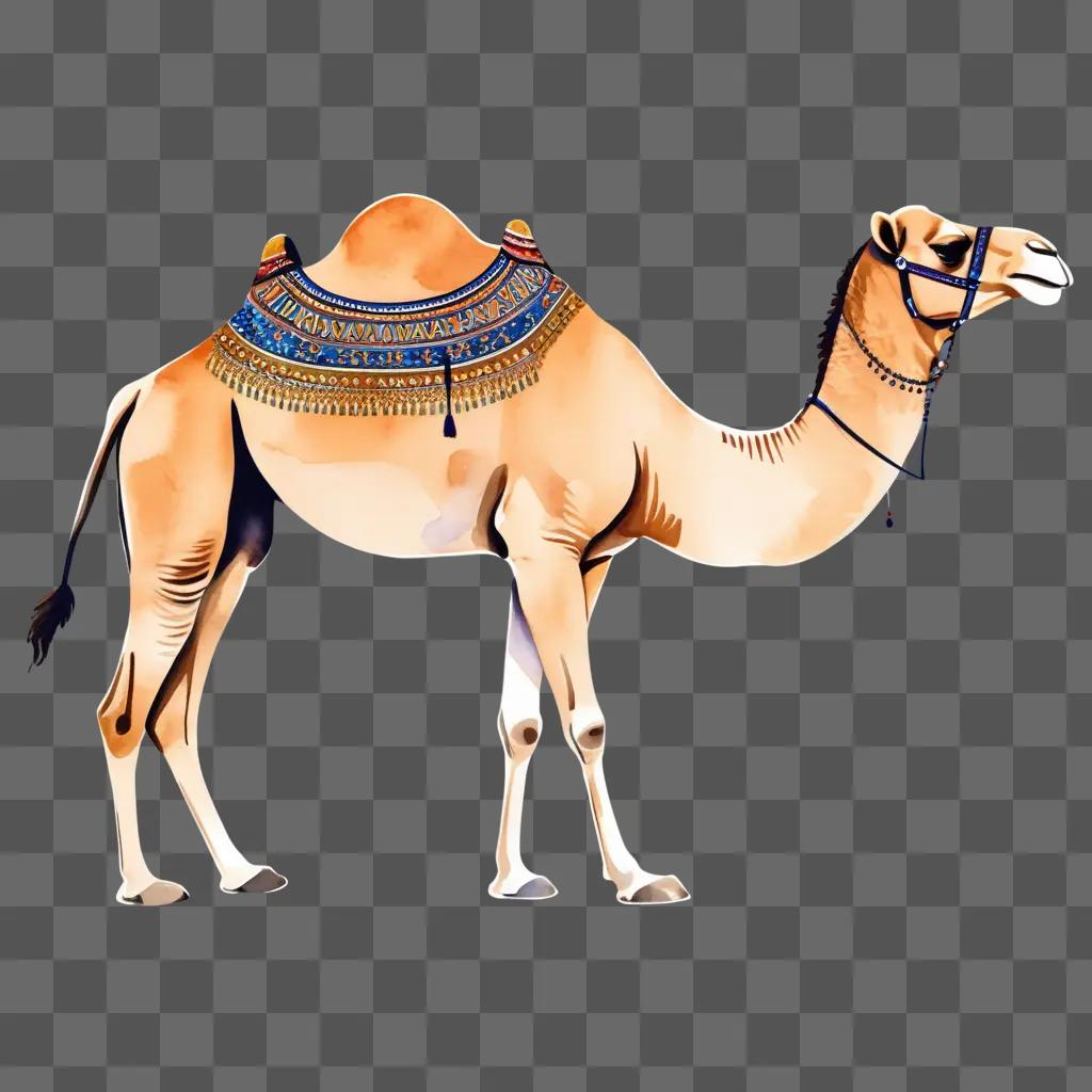 beautiful drawing of a camel with a beautiful saddle