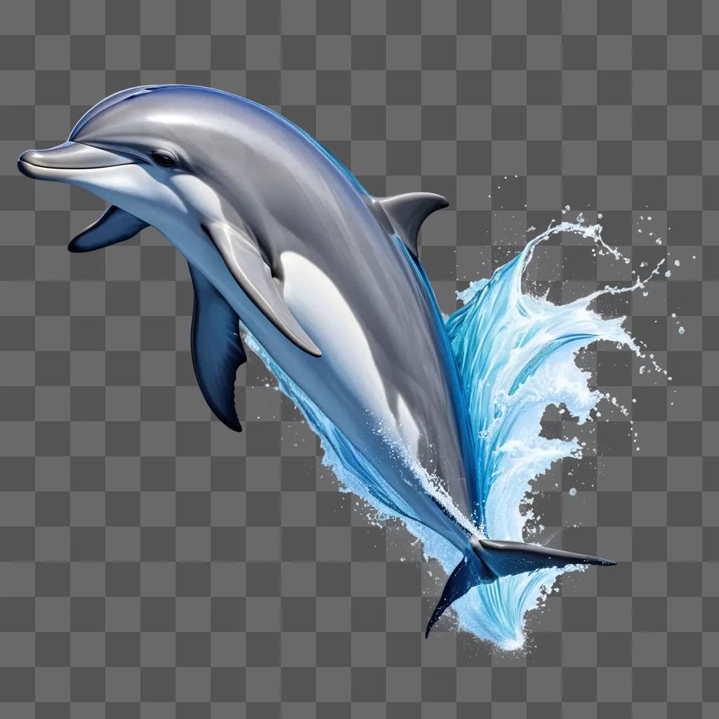 beautiful drawing of a dolphin in the water