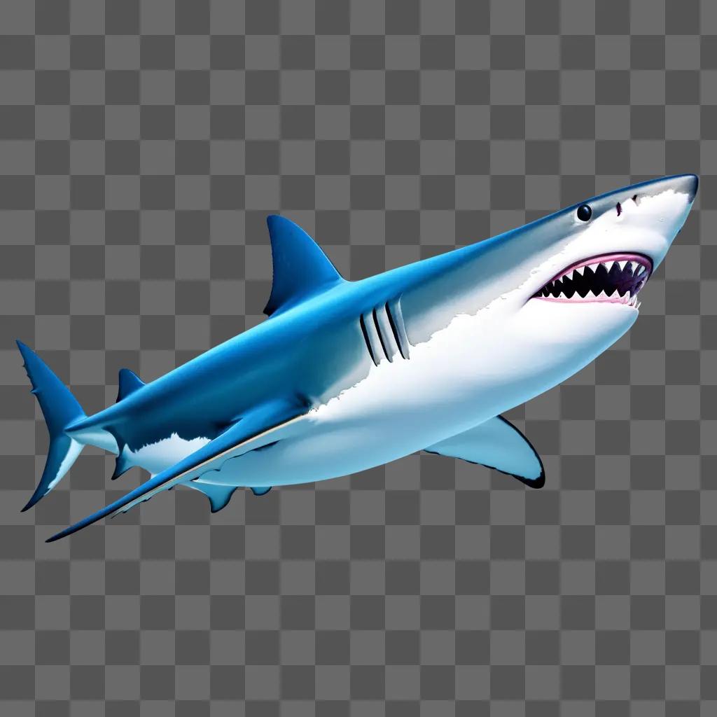 beautiful drawing of a shark in a blue background