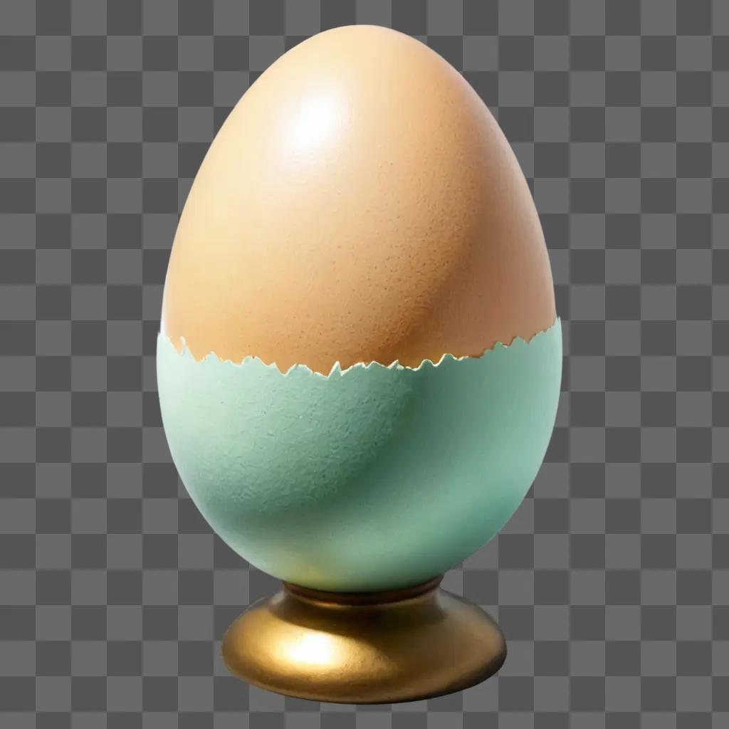 beautiful egg drawing A cracked egg sits in a gold base