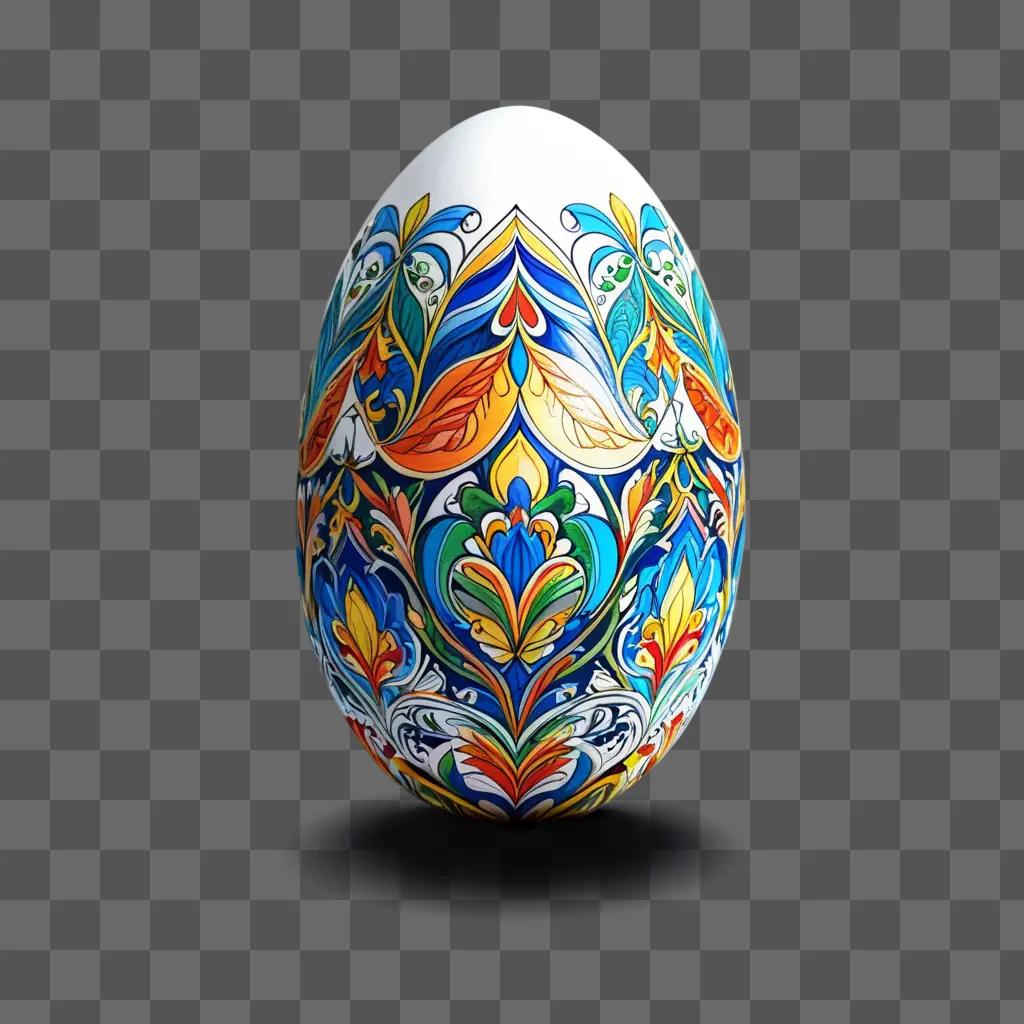 beautiful egg drawing in a dark gray background