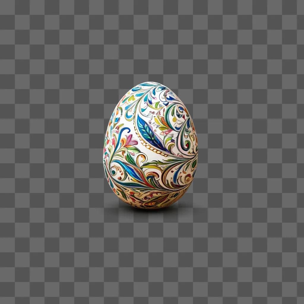 beautiful egg drawing sits against a gray background