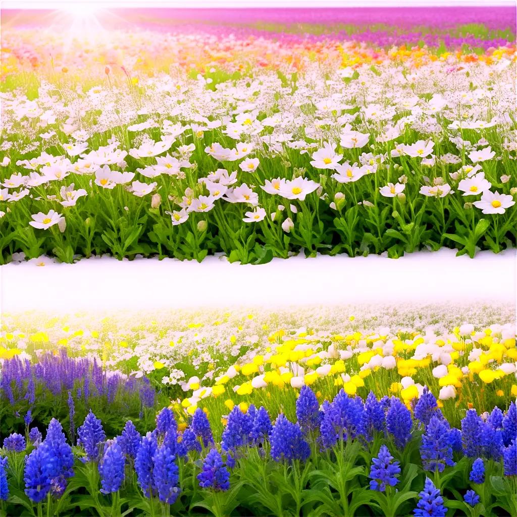 beautiful field of flowers in the sun