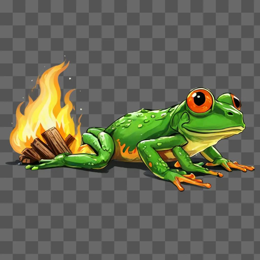 beautiful fire drawing A frog with a fire under its tail