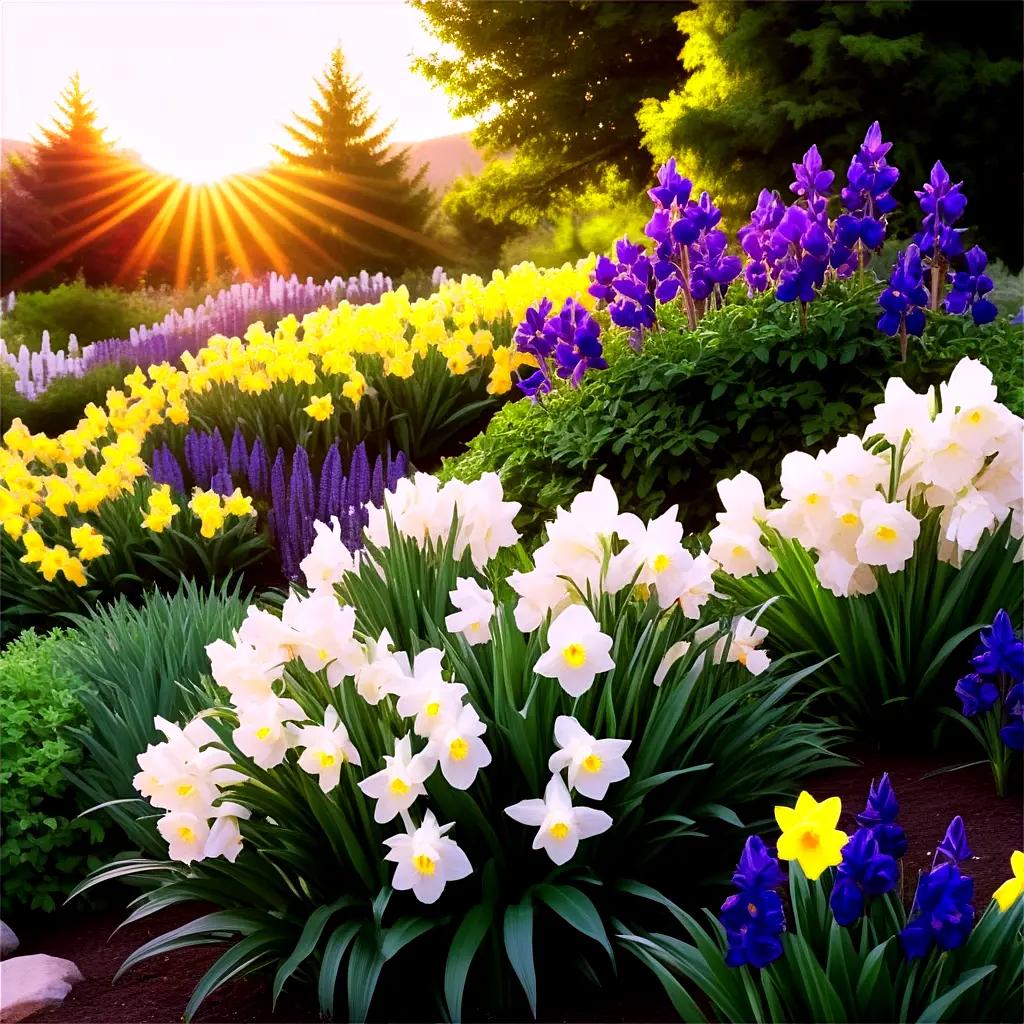 beautiful flower garden with various bushes of different colors