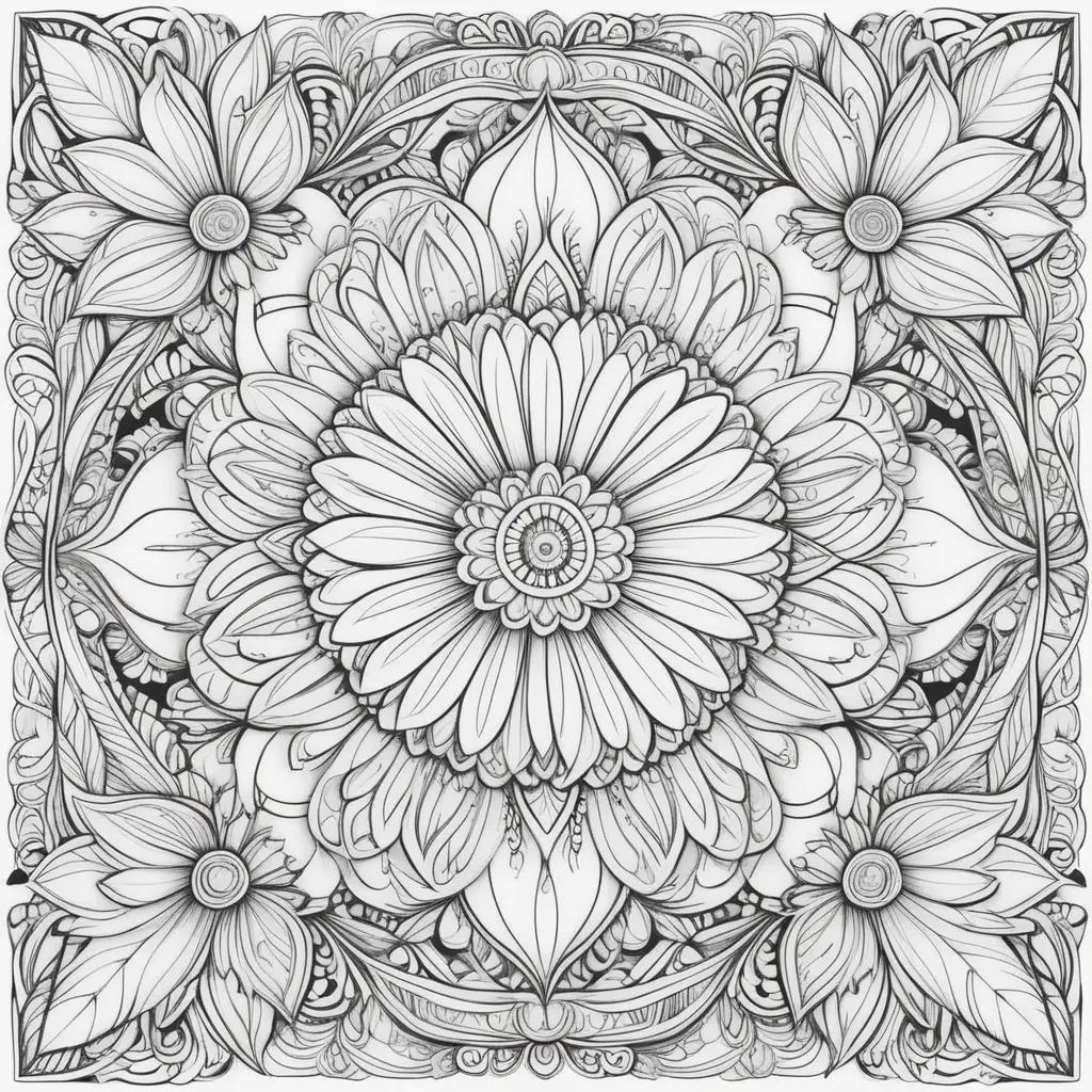 beautiful flower pattern on a black and white page