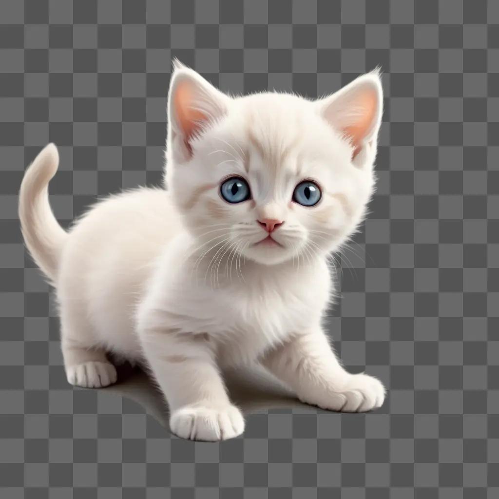 beautiful kitten drawing with blue eyes