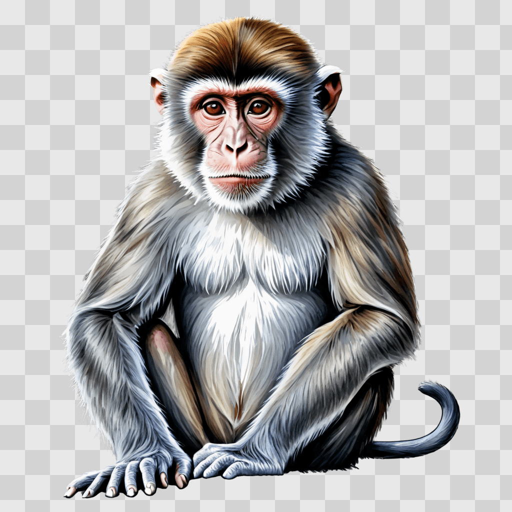 beautiful monkey drawing A monkey with a light gray face and dark brown body