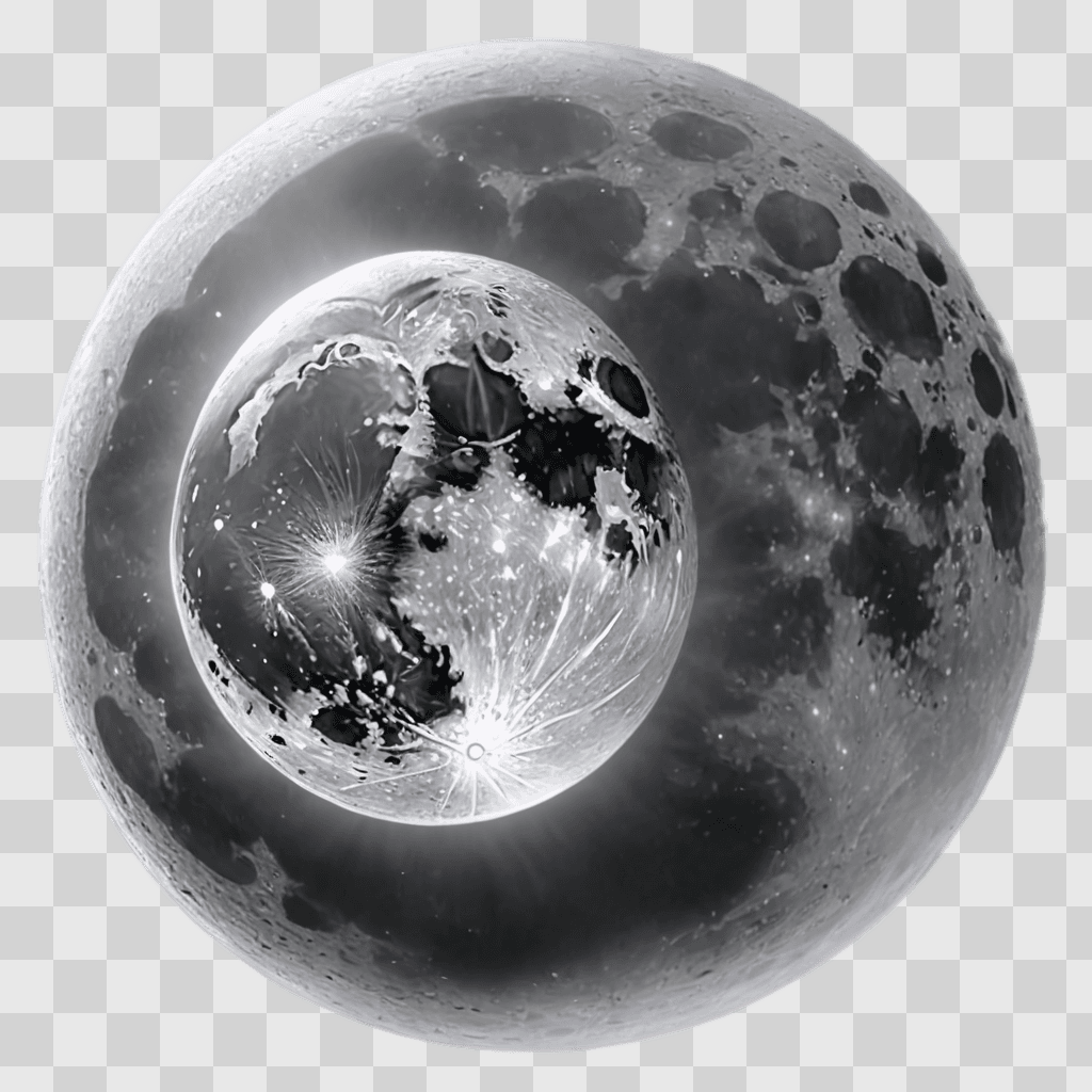 beautiful moon drawing A black and white image of a black moon