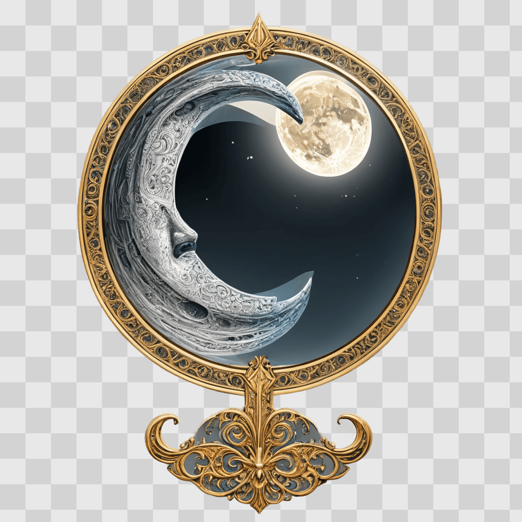 beautiful moon drawing A moon and face in a round frame