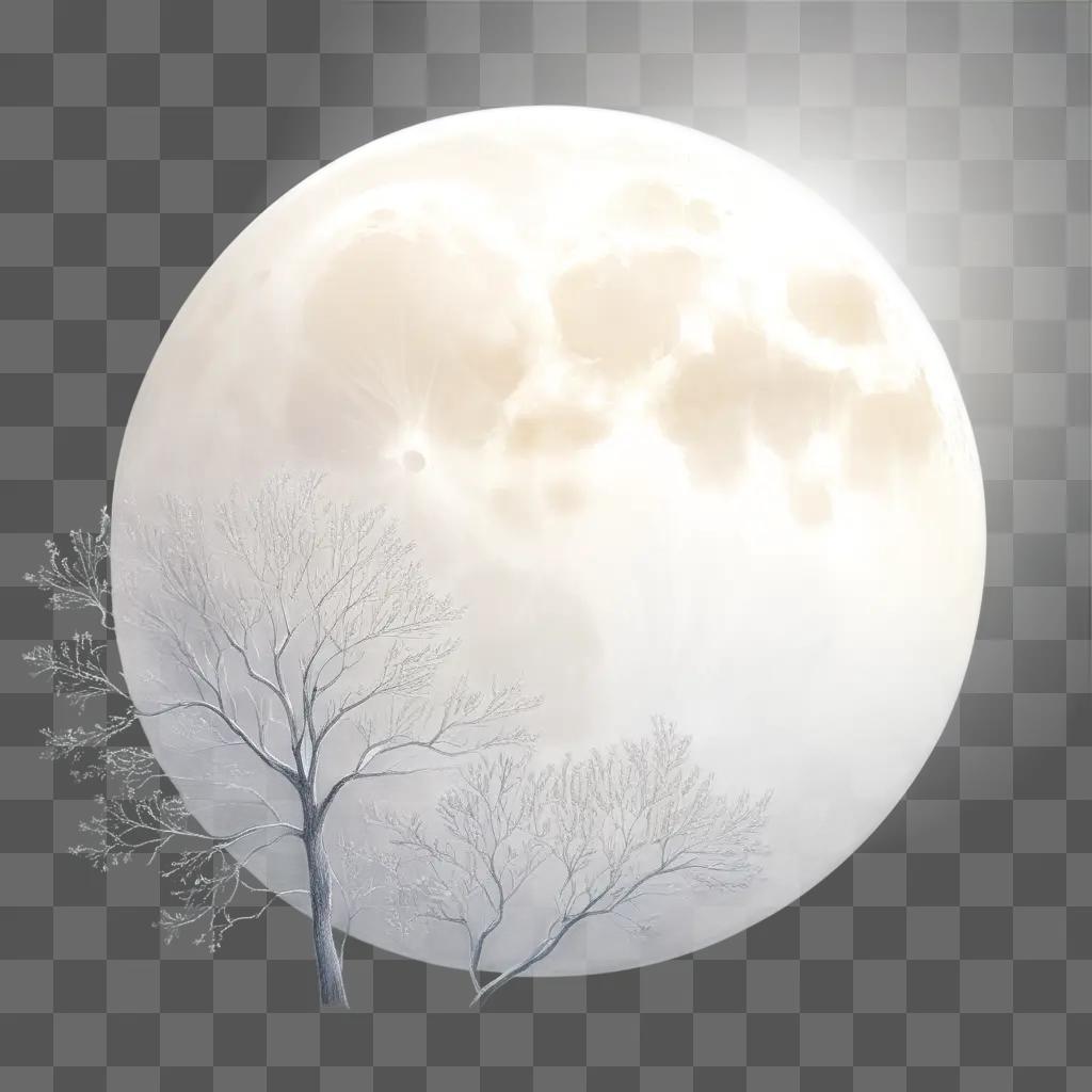 beautiful moon drawing on a white background