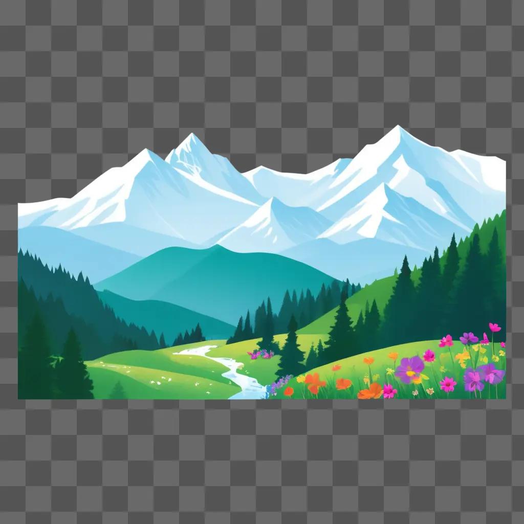 beautiful mountain drawing for kids to enjoy