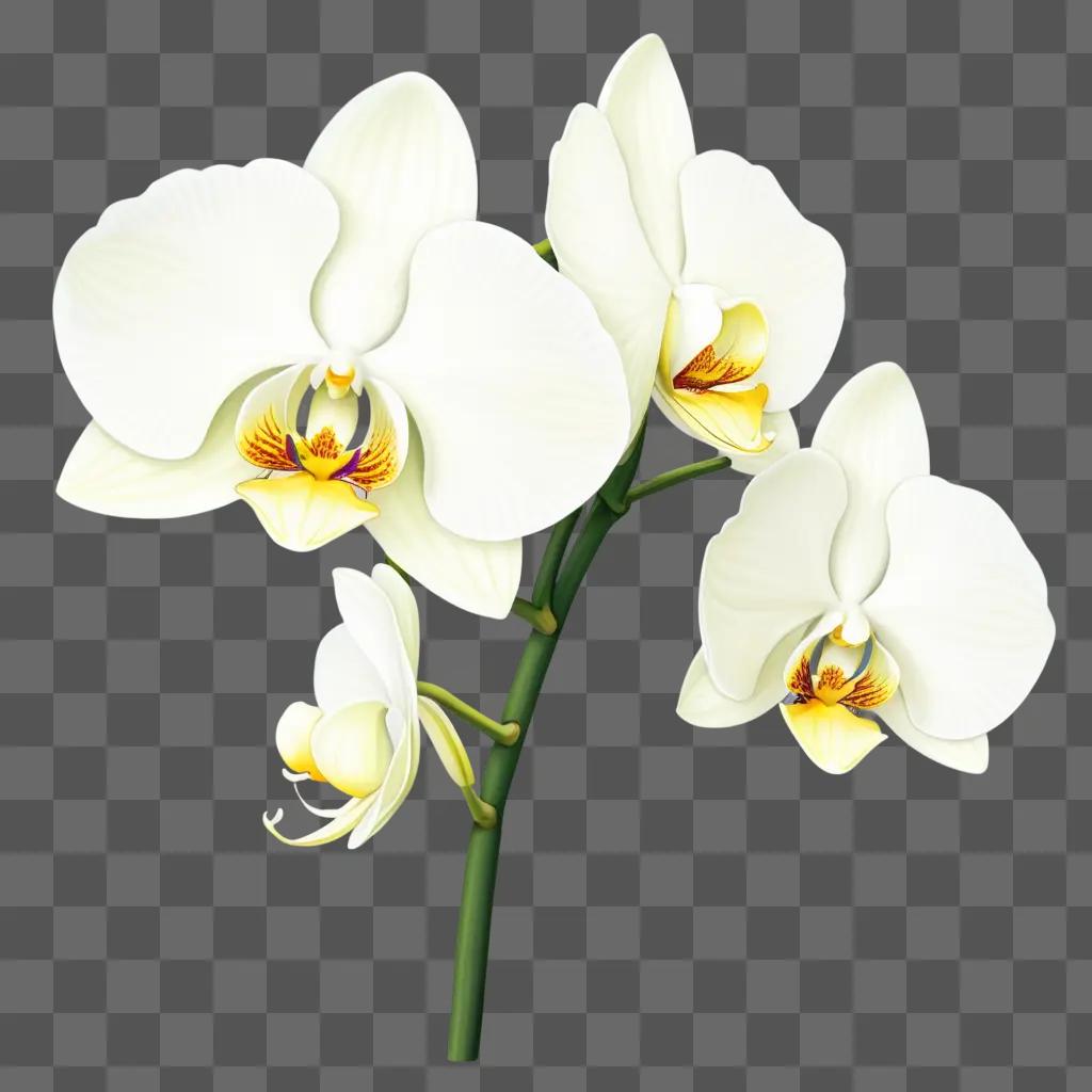 beautiful orchid flower drawing on a white background