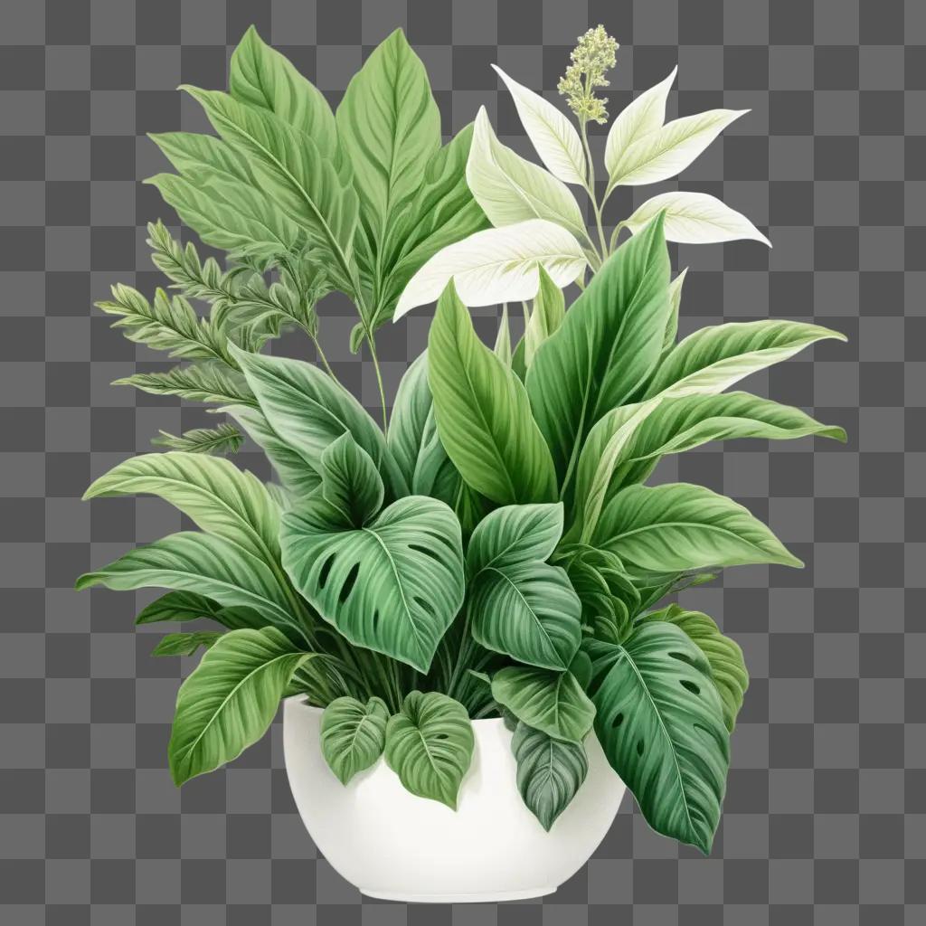 beautiful plant drawing is displayed on a green background