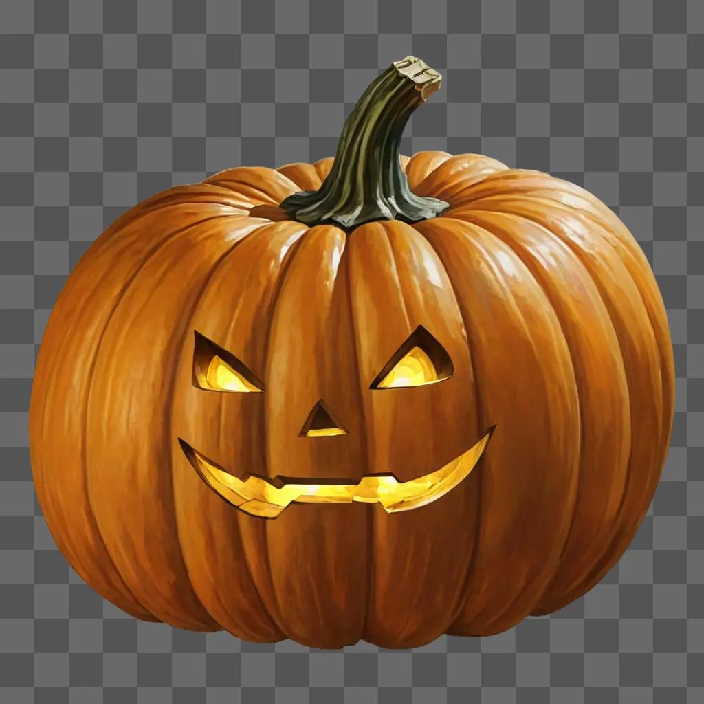 beautiful pumpkin drawing A carved pumpkin with glowing eyes and mouth