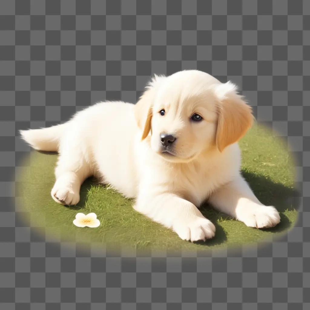 beautiful puppy drawing on a grassy field