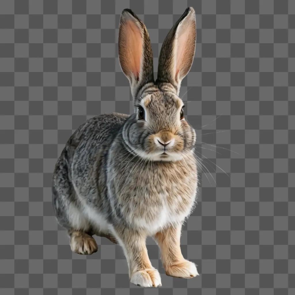 beautiful rabbit drawing A brown rabbit is standing in front of a gray background