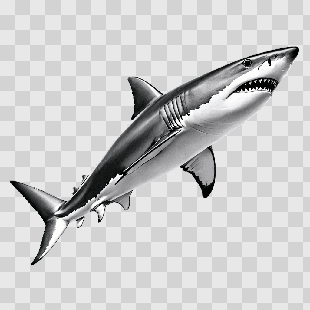 beautiful shark drawing A large shark with sharp teeth and a pointed nose