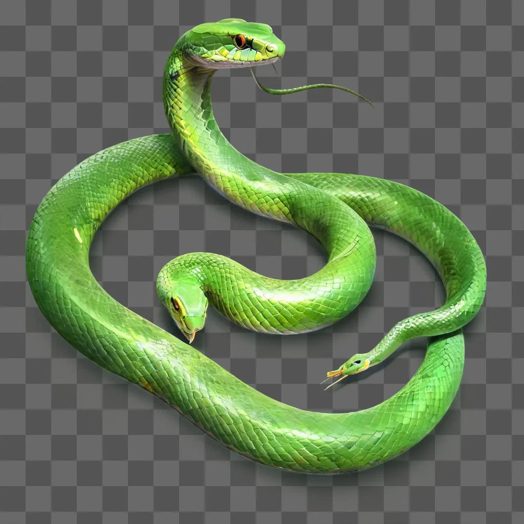 beautiful snake drawing A green snake is curled up around itself