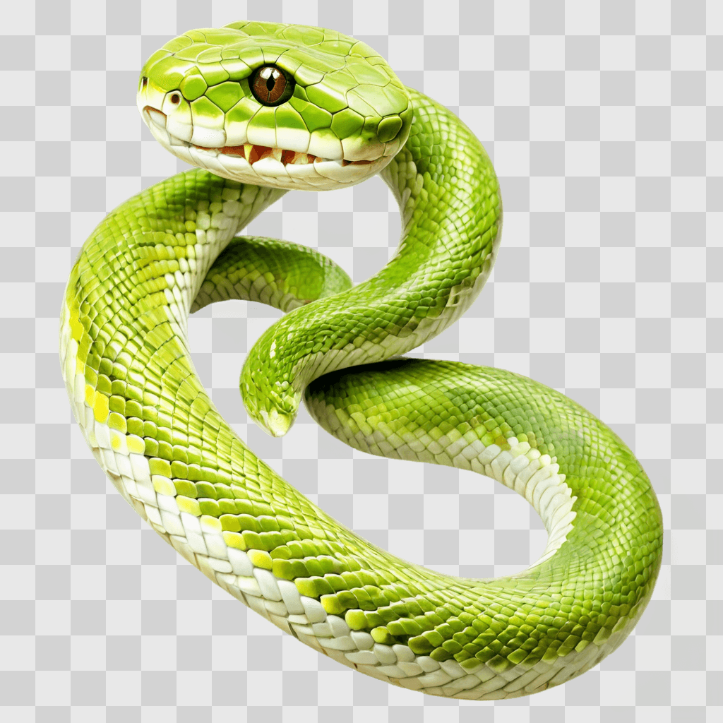 beautiful snake drawing A green snake with a white belly and white spots