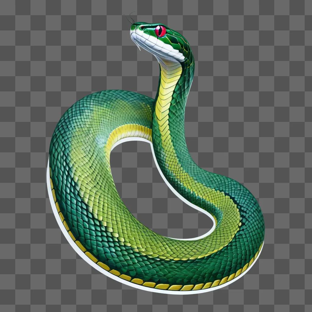 beautiful snake drawing in a green background