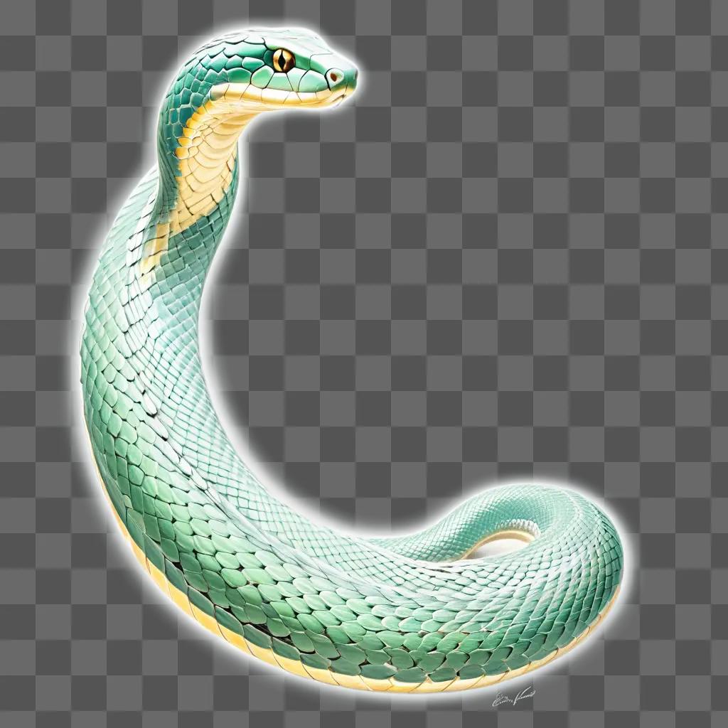 beautiful snake drawing on a green background