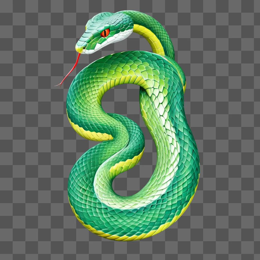 beautiful snake drawing on a green background