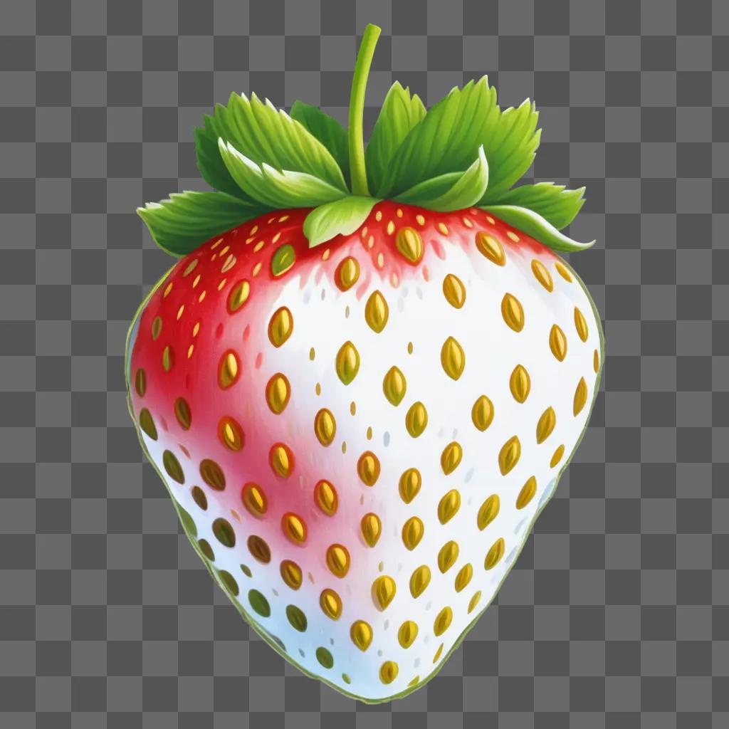 beautiful strawberry drawing is displayed on a beige background