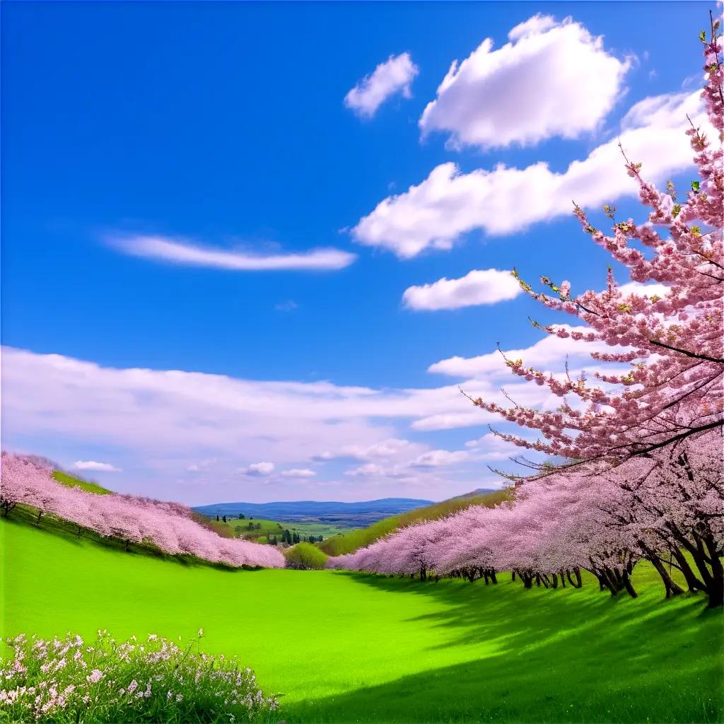 beautiful view of springtime with cherry blossoms