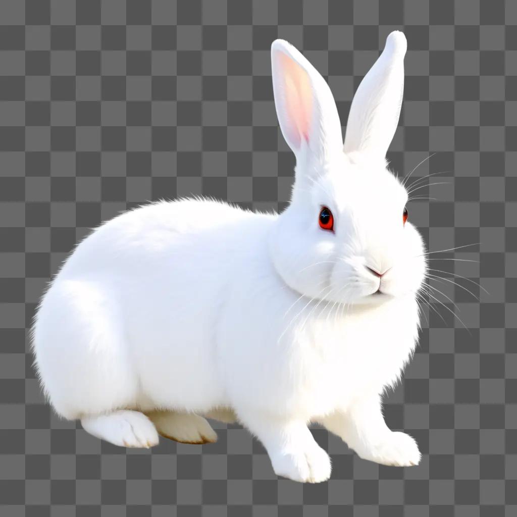 白い背景に美しい白いウサギが描く
