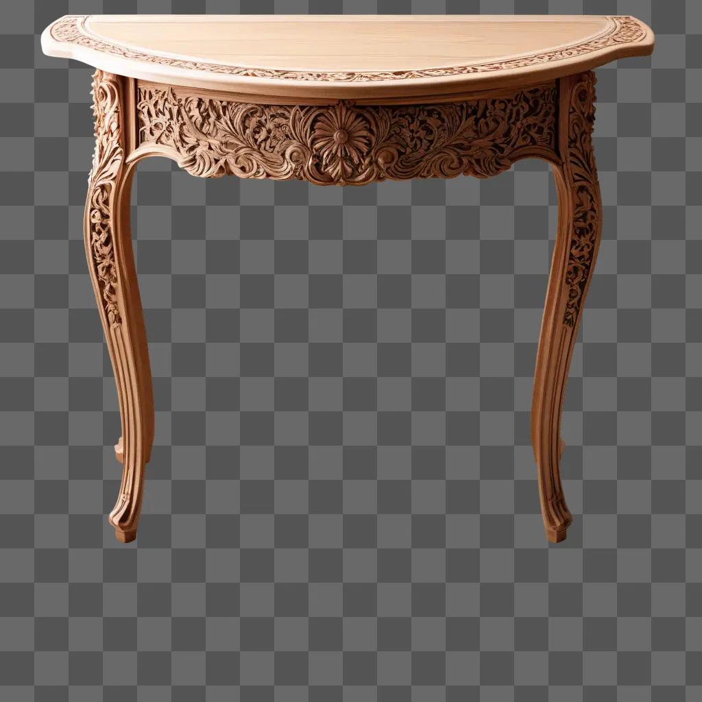 beautifully crafted wooden table with intricate carvings