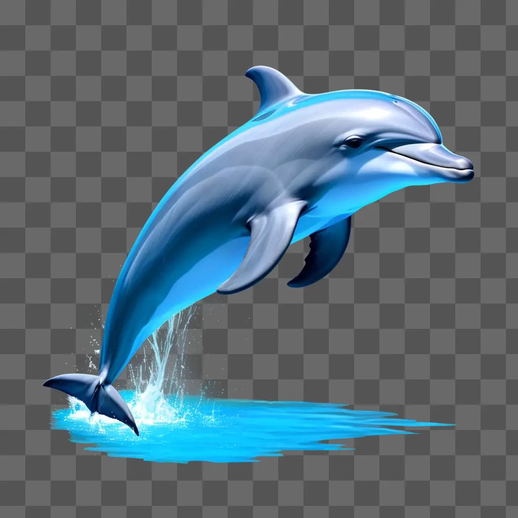 beautifully drawn dolphin in the water