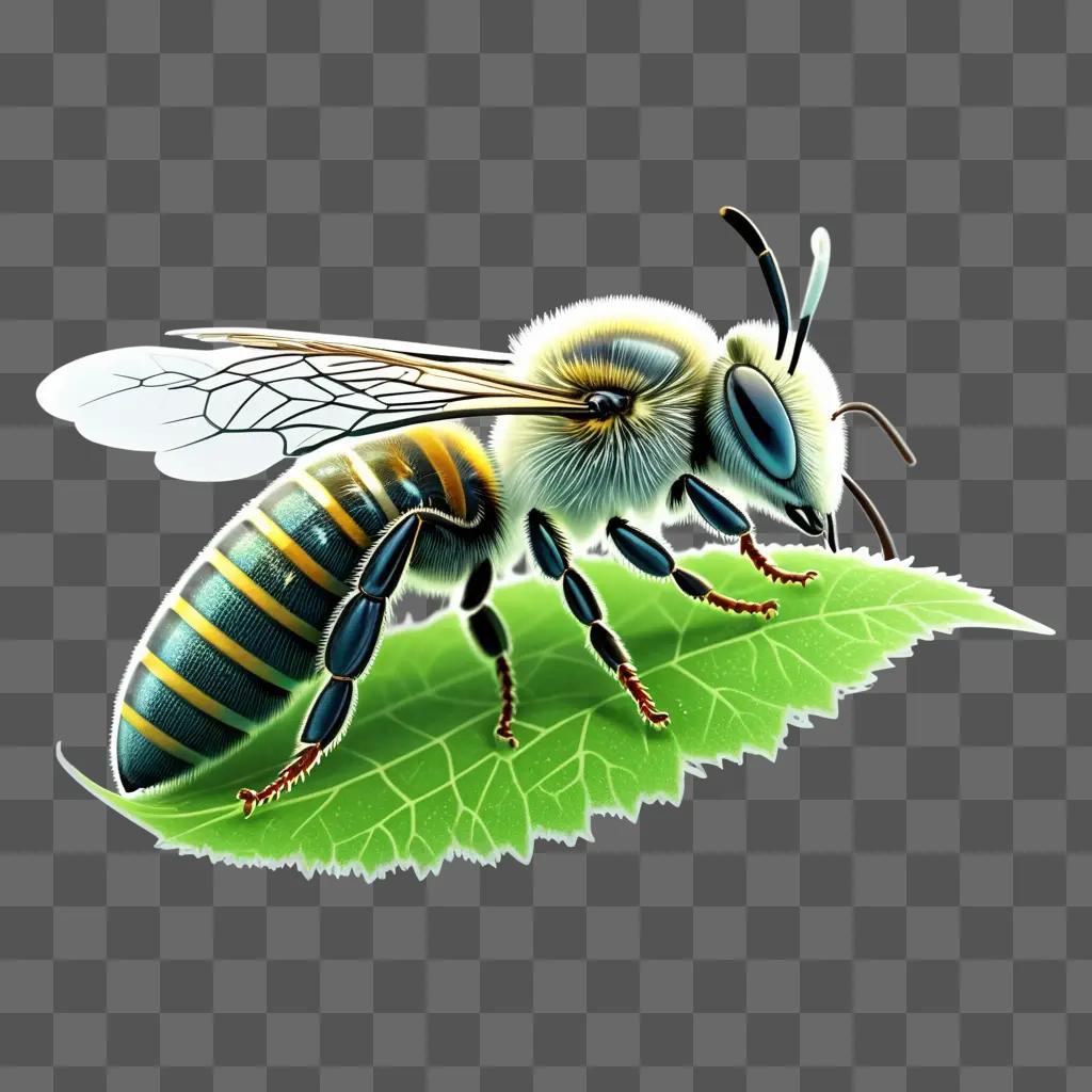 bee on a leaf with a transparent background