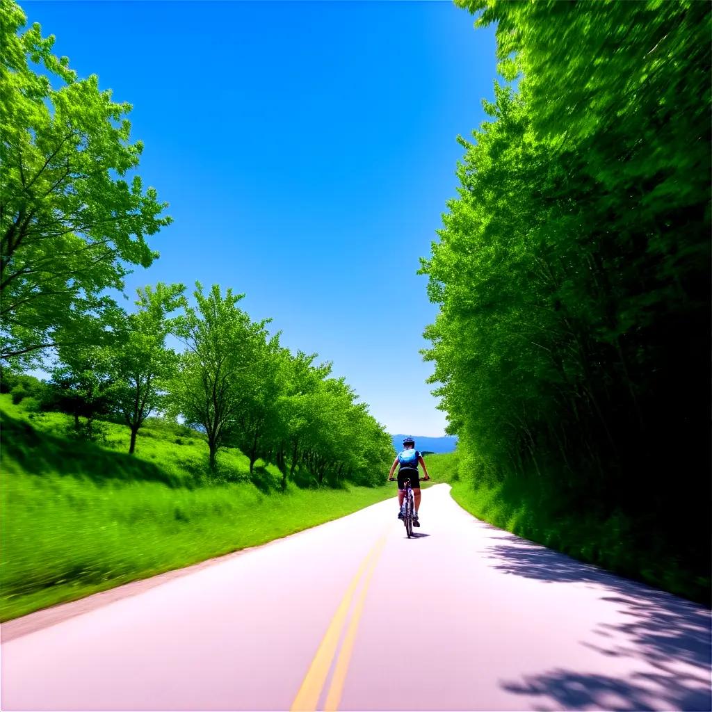 田舎道を走る自転車