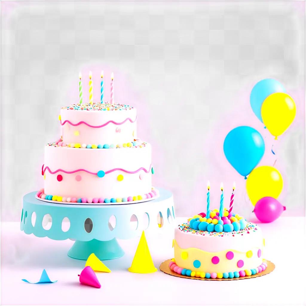 birthday cake drawing for kids with colorful decorations