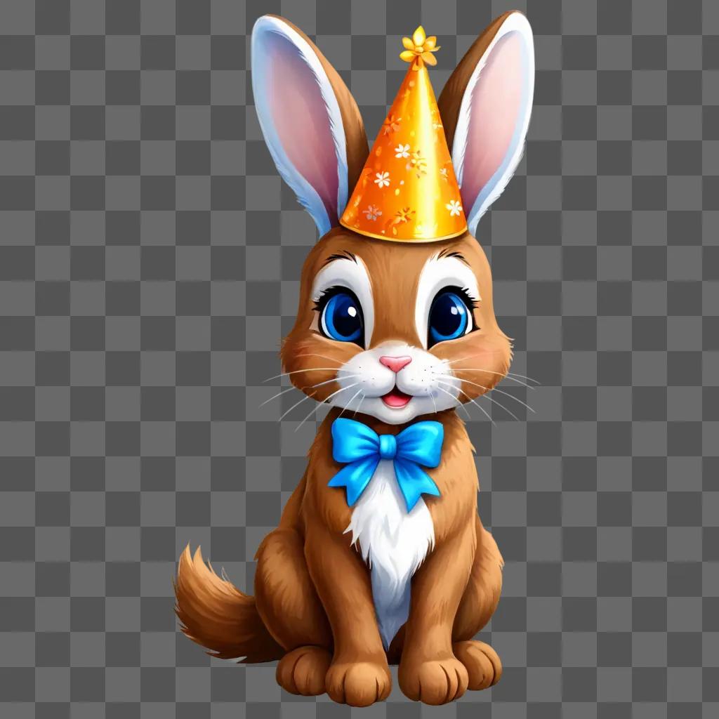 birthday clip art A cartoon bunny wearing a birthday hat and bow