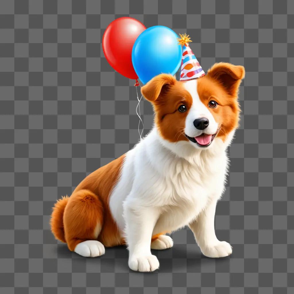 birthday clip art A smiling dog with party hats on his ears