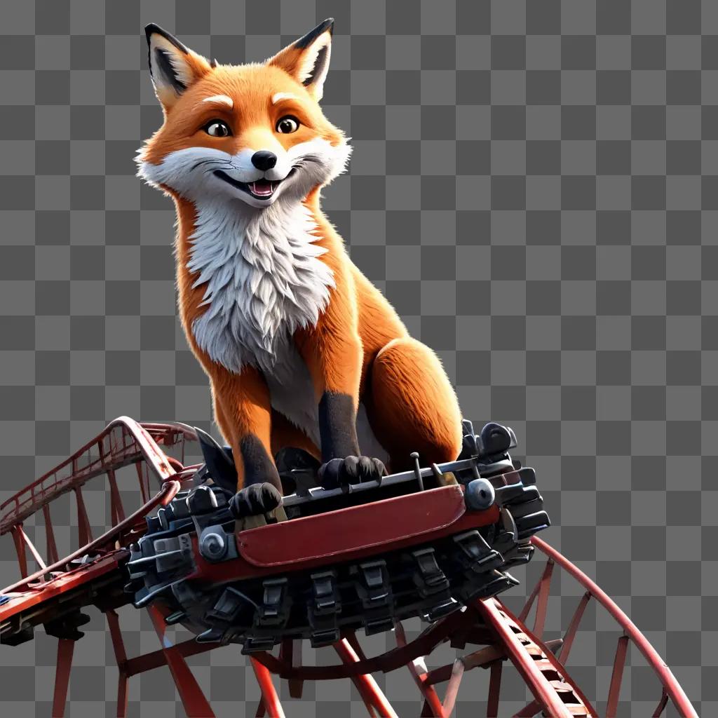 birthday clip art An orange fox sits on a roller coaster