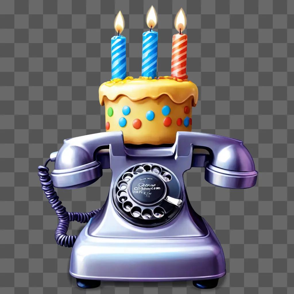 birthday clip art Birthday cake on a silver rotary phone