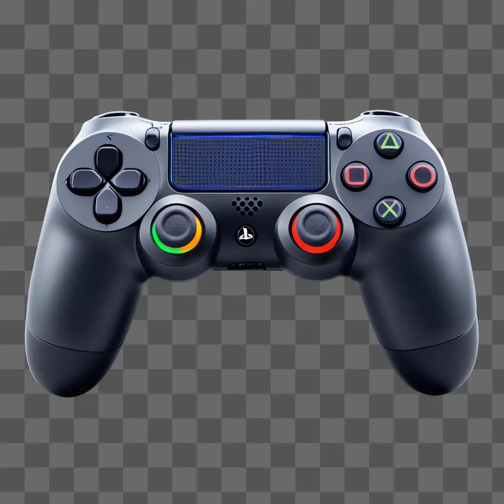 black PS4 controller on a grey background