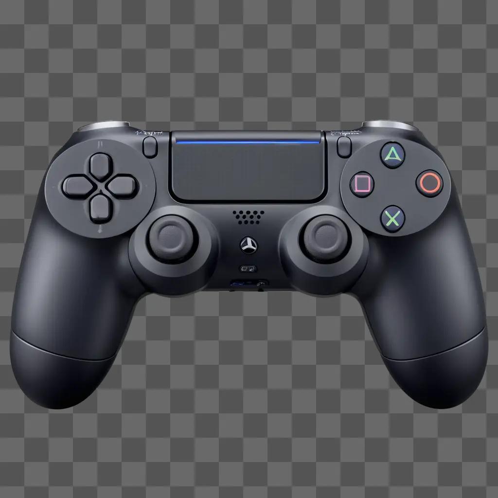 暗い背景に黒いPS4コントローラーが置かれています