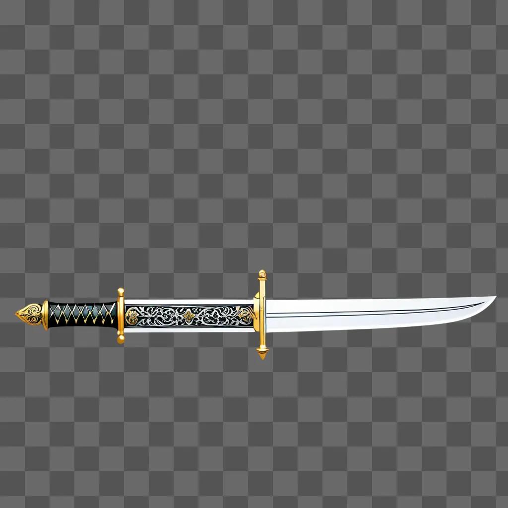 black and gold sword clipart image