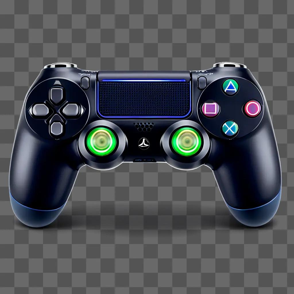 black and green PS4 controller with glowing buttons