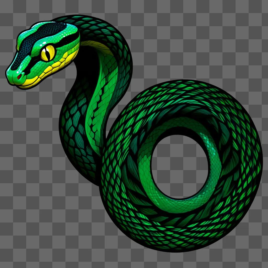 black and green snake drawing on a green background