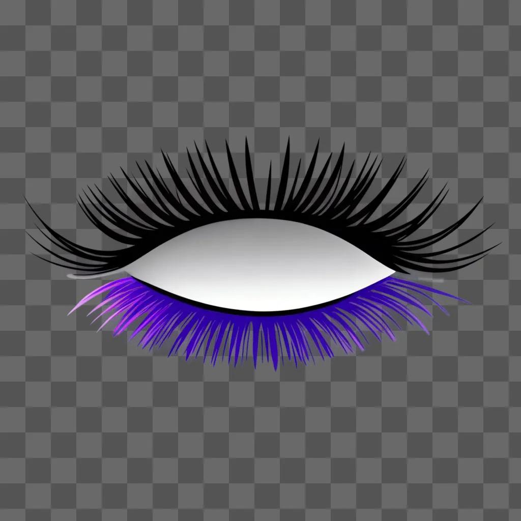 black and purple eyelash clipart on a purple background