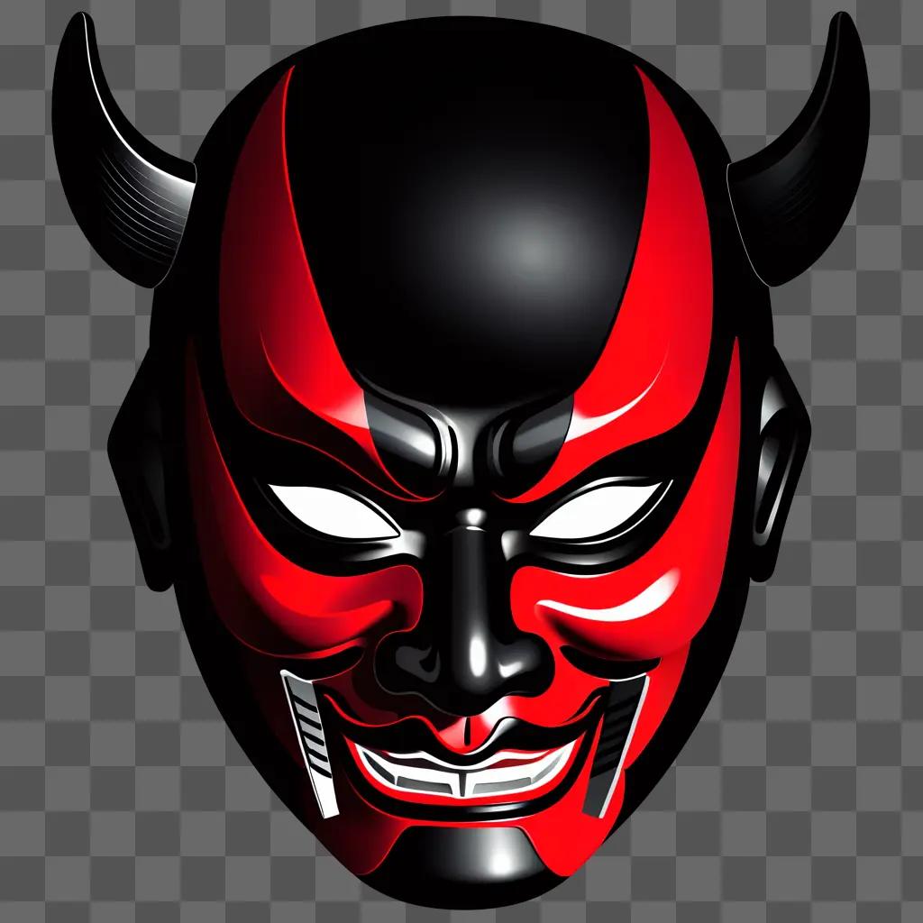 black and red Japanese samurai mask